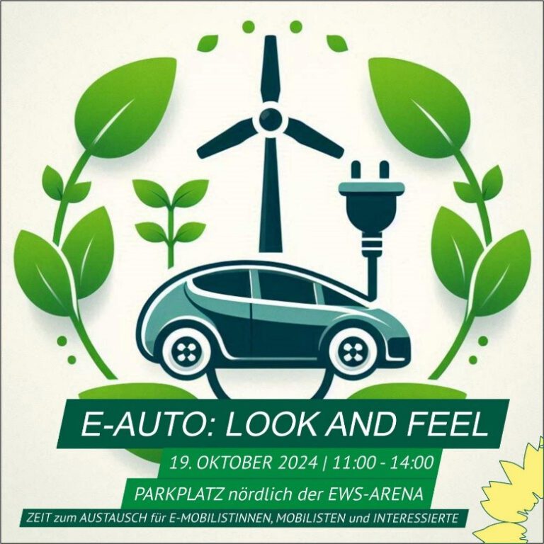 e-Autos: look and feel am 19.10.24 ab 11:00 Uhr auf dem nördlichen Parkplatz der EWS-Arena