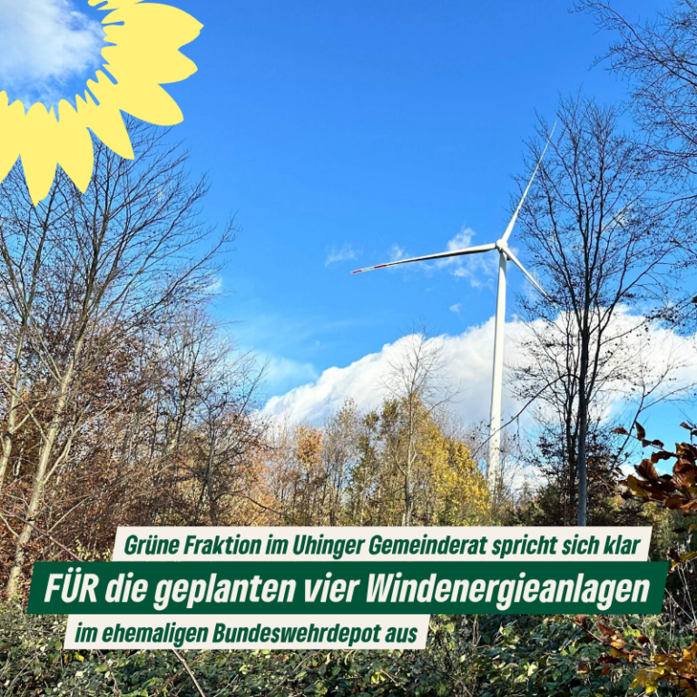 Grüne Fraktion in Uhingen fordert klares Bekenntnis zum geplanten Windpark im ehemaligen Bundeswehrdepot