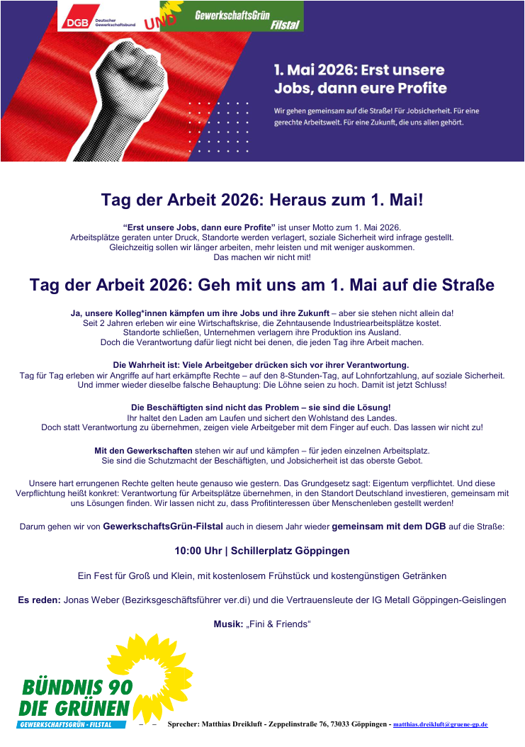 Einladung zur Maikundgebung